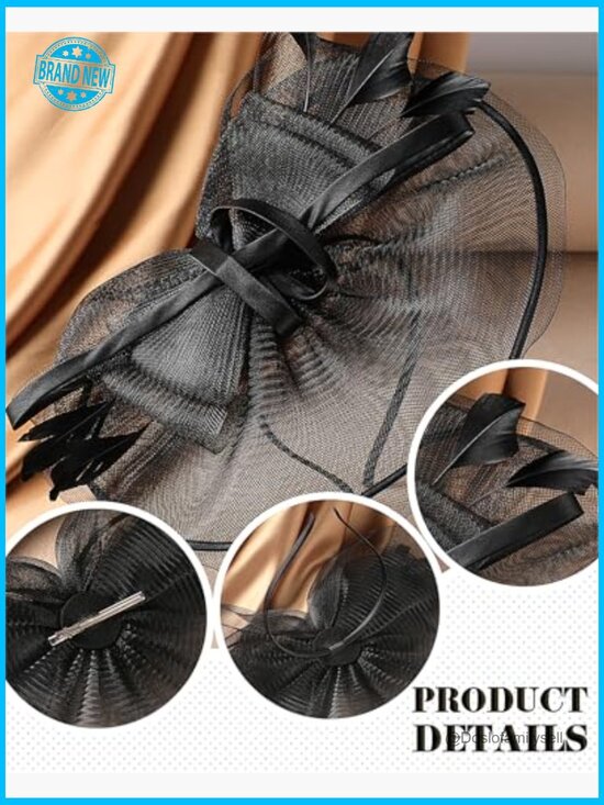 Bow Fascinator Hat for Women Tea Party Derby Hairpin Detachable Headband
